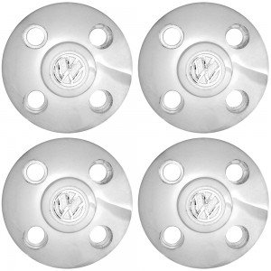 Kit 4 Calotas Alfa Cromada Fusca Brasilia Variant 4 Furos